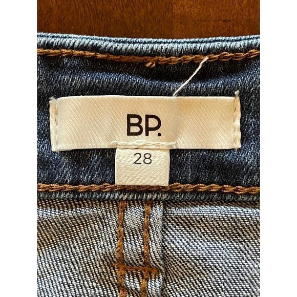 BP Denim Blue Medium Wash‎ Cotton Blend A Line Raw Hem Mini Skirt Size 28 - Picture 8 of 11